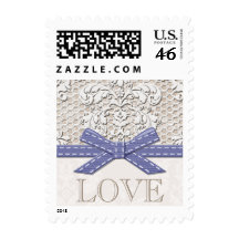 Vintage Lace Love Wedding Postage Stamps Pink