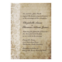 Vintage Lace Old World Wedding Invitation