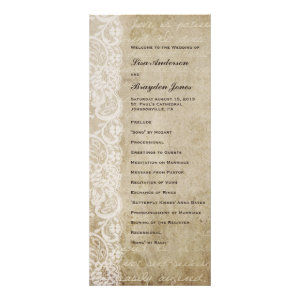 Vintage Lace Old World Wedding Program Custom Rack Card
