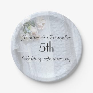 Vintage Lace Paper Plates, 5th Wedding Anniversary
