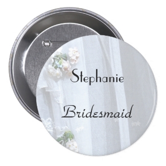 Vintage Lace Personalized Bridesmaid Button Pin