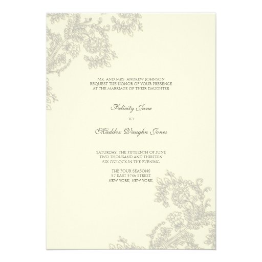 Vintage Lace | Silver | Wedding Invitation