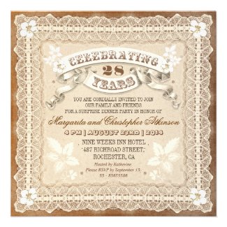 vintage lace typographic anniversary invitations