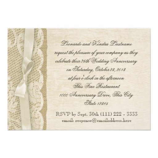 Vintage Lace Wedding Anniversary Invites