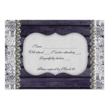 Vintage Lace Wood Rhinestone rsvp with envelope Custom Invitations