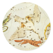 Vintage Lacerta, Cycnus, Lyra, Vulpecula and Anser Round Sticker