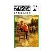 Vintage Ladies' Bicycle Antique Bike Race Racing Postage