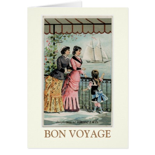Vintage Ladies, Girl, Sailing Ship Bon Voyage Card | Zazzle
