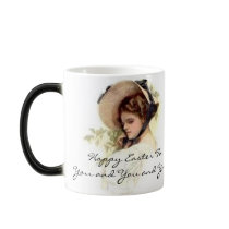 Vintage Lady and Easter Bonnet Happy Easter Mug