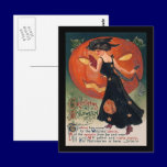 Vintage Lady in Black and Jack o' Lantern postcards