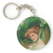 Vintage Lady in Green Keychain