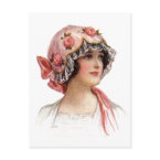 Vintage Lady in Silk Flowered Bonnet postcard