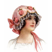 Vintage Lady in Silk Flowered Bonnet shirt