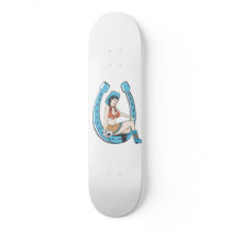 Vintage lady luck cowgirl skateboards