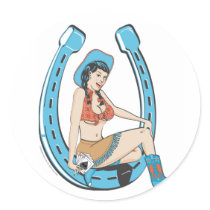 Vintage lady luck cowgirl stickers by ideabrain Vintage lady luck cowgirl stickers