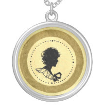 Vintage Lady Silhouette Sterling Silver Necklace