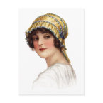 Vintage Lady Wearing Bonnet Postcard postcard
