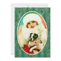 Vintage Lady with Boston Terrier invitations