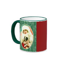Vintage Lady with Boston Terrier Coffee Mugs