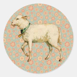 Vintage Lamb Art Classic Round Sticker