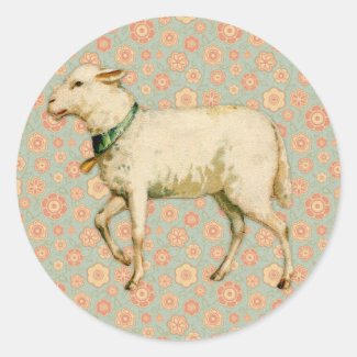 Vintage Lamb Art Classic Round Sticker