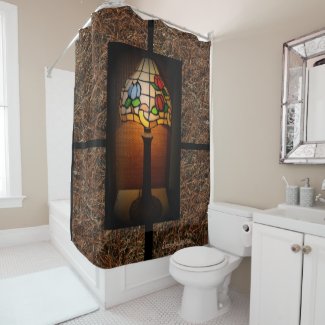 Vintage Lamp on a dark background ..Shower Curtain Shower Curtain