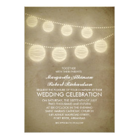 vintage lanterns rustic wedding invitation