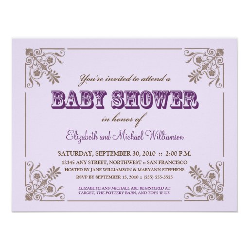 Vintage Lavender Baby Shower Invitation