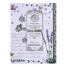 Vintage Lavender Collage Postcards