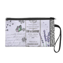 Vintage Lavender Collage Wristlet Clutch