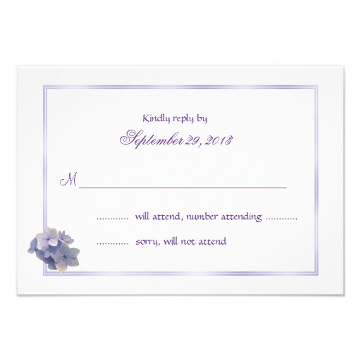 Vintage Lavender Hydrangea Wedding Reply Cards Personalized Invites