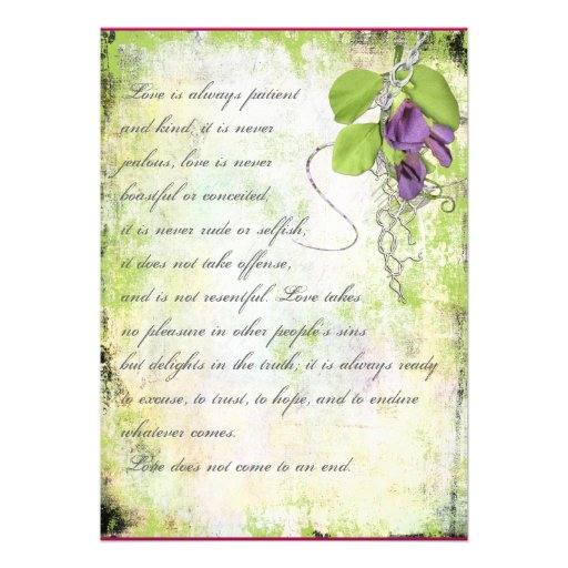 Vintage Lavender Purple Sweet Peas Floral Weddings Custom Invitation