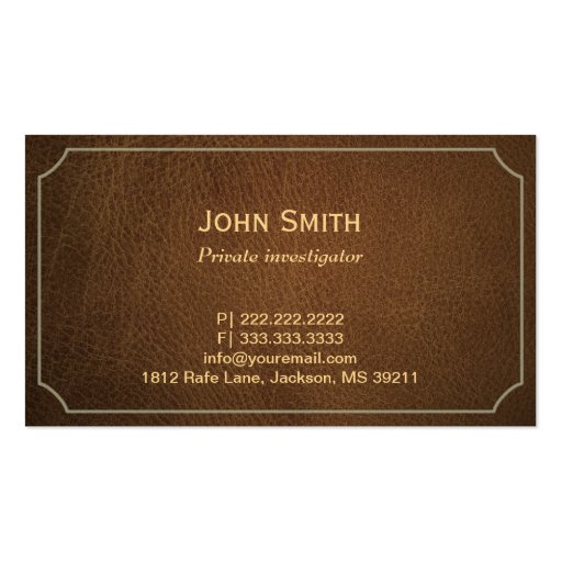 Vintage Leather Investigator Business Card (back side)