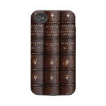 Vintage Leather Library Books on iPhone 4 Tough Tough Iphone 4 Case