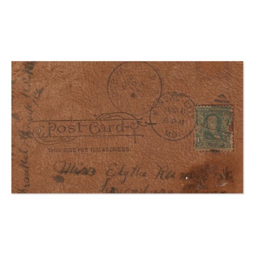 Vintage Leather Postcard Business Card Templates (back side)