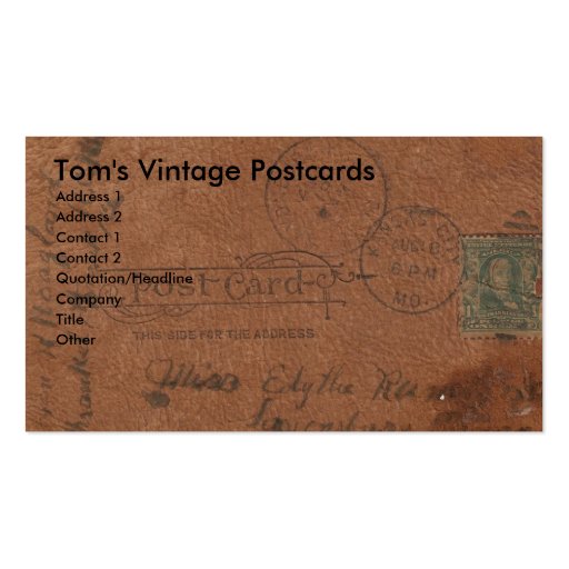 Vintage Leather Postcard Business Card Templates