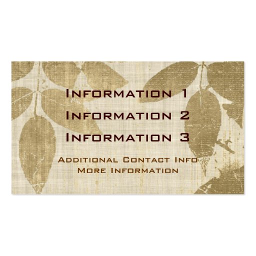 Vintage Leaves Business Cards (back side)