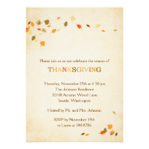 Vintage Leaves Thanksgiving Party Invitation