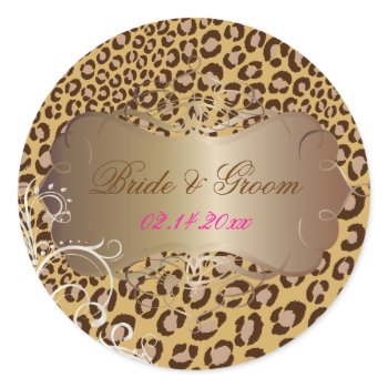 Vintage Leopard pearl swirls wedding stickers sticker