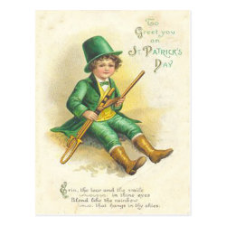 Vintage Leprechaun Girl St Patrick's Greeting Card Post Cards