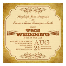 Vintage Lesbian Wedding Theatre Production Custom Invite