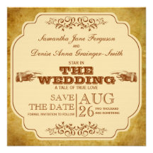 Vintage Lesbian Wedding Theatre Save The Date Invites