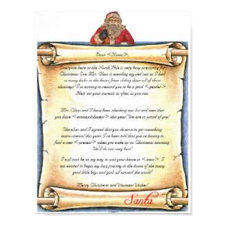 Vintage Letter from Santa Print