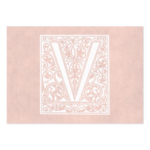 Vintage Letter V Monogram Rose Pink Parchment "V" Business Cards