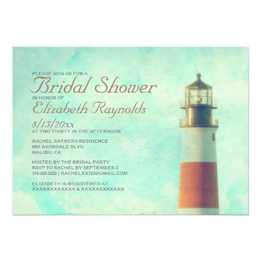 Vintage Lighthouse Bridal Shower Invitations