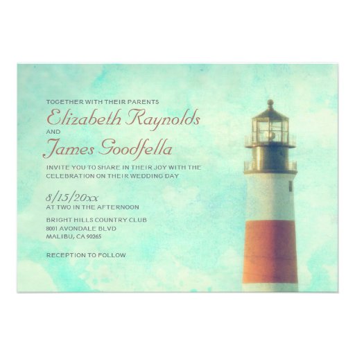 Vintage Lighthouse Wedding Invitations