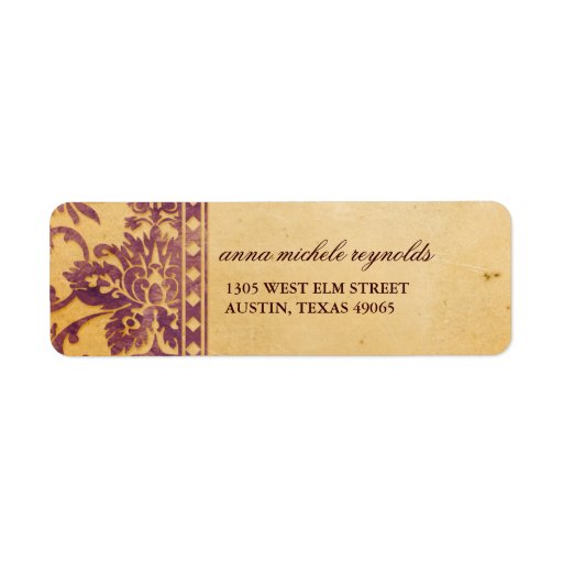 Vintage Lilac Damask Lace Fancy Custom Return Address Labels