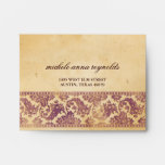 Vintage Lilac Damask Lace Printed Wedding Envelopes
