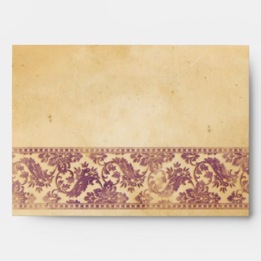 Vintage Lilac Damask Lace Wedding Envelope