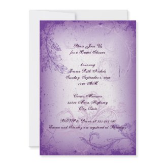 Vintage lilac purple scroll leaf bridal shower invitation